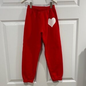 Katie J NYC Red Joggers with White Heart